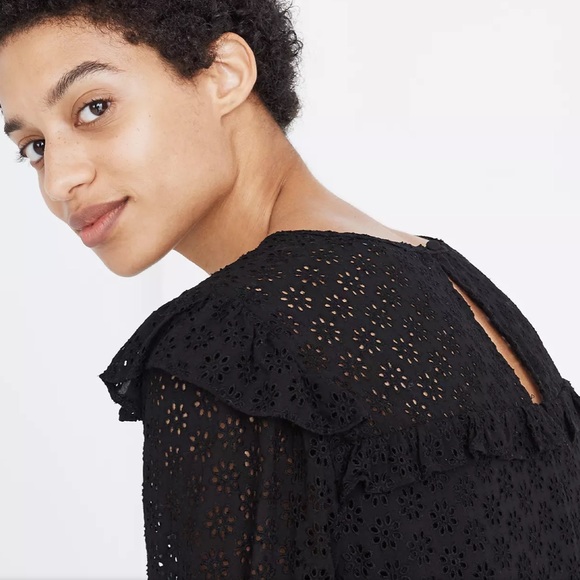 Madewell Eyelet Waterlily Ruffle Dress black size 0. - Picture 3 of 8
